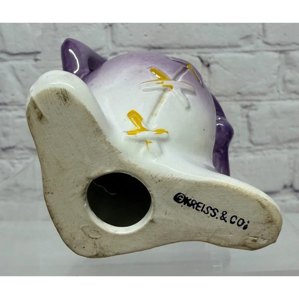 Vtg Kreiss Psycho Ceramics Purple Monster Figurine My Operation Stitches Kitschy